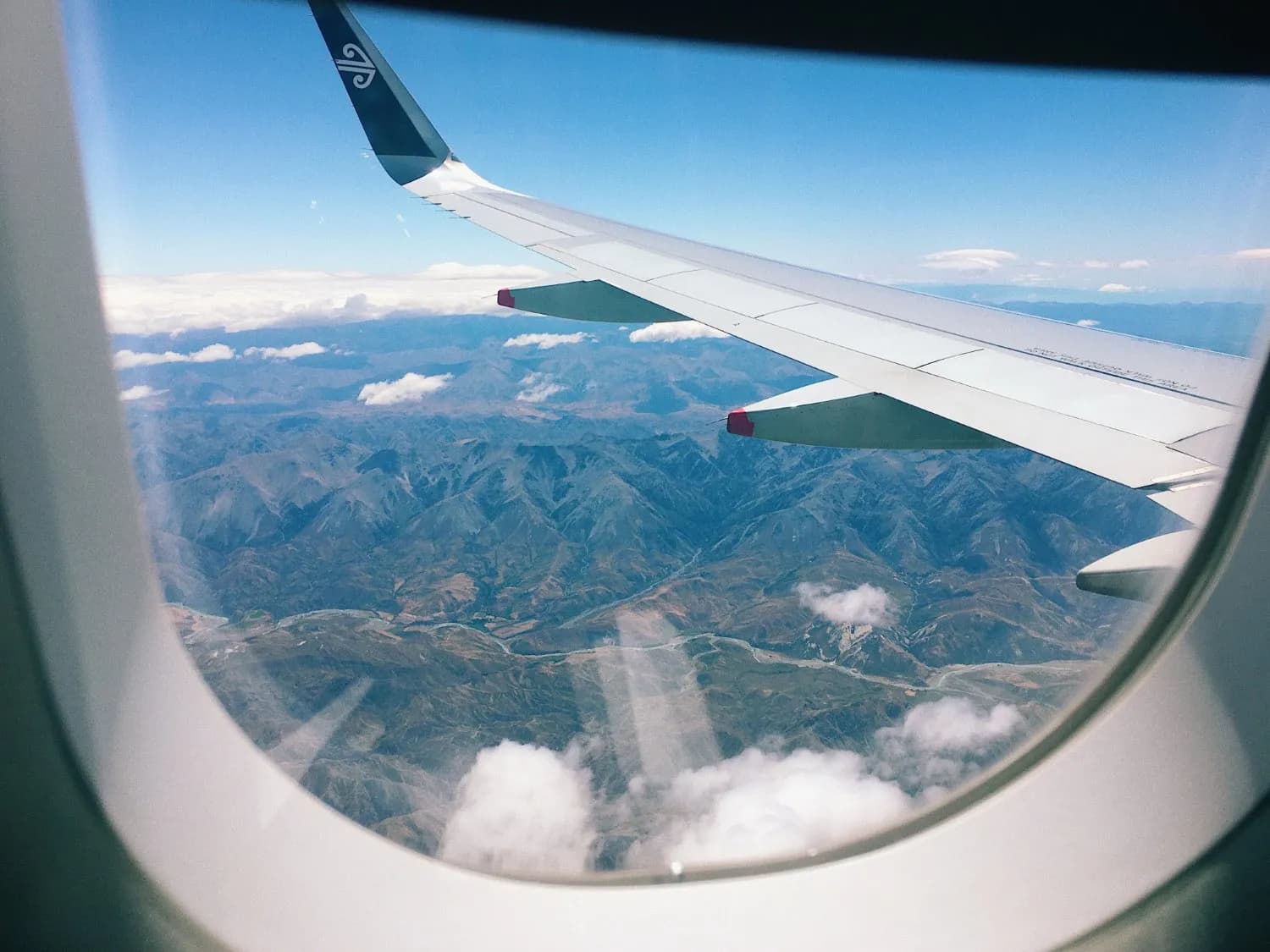 View from an airplane window over Guatemala